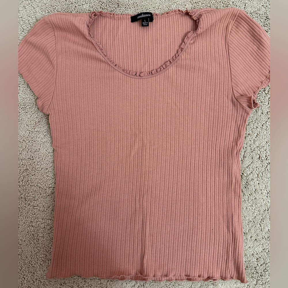 Large New Never Worn scalloped sleeves and fringe top